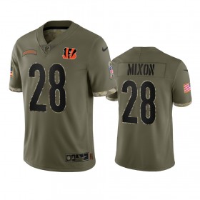 Miesten Cincinnati Bengals NFL Pelipaita Joe Mixon 28 Olive 2022 Salute To Service Limited